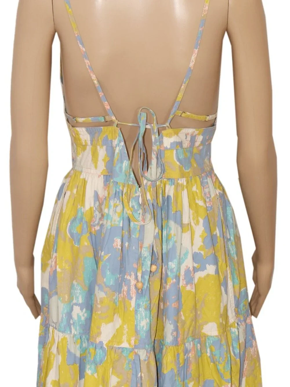 Free People Long Love Midi Dress Printed V Neck Straps Tiered New S